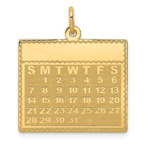 14k Yellow Gold Monday Start Perpetual Calendar Charm or Pendant, 22mm
